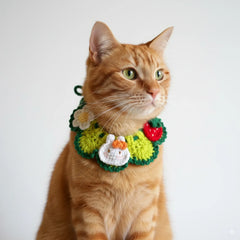 Handmade Crochet Pet Collar – Colorful Cotton Dog & Cat Neck Scarf, Cute Bandana Accessories for Daily Wear & Photos