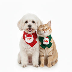 Christmas Pet Scarf Collar – Winter Dog & Cat Neck Warmer, Handmade Holiday Costume Accessory with Santa, Snowman & Reindeer
