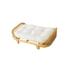 Handmade Rattan Pet Bed – Eco-Friendly Wicker Cat & Dog Sofa, Durable Breathable Pet Furniture with Cushion