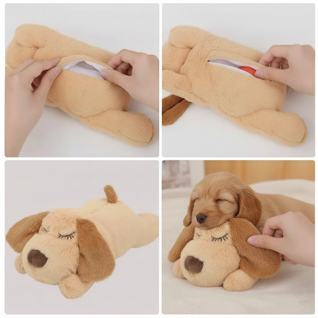 Smart Pet Anxiety Relief Dog Toy with Realistic Heartbeat & Heatable Warmth