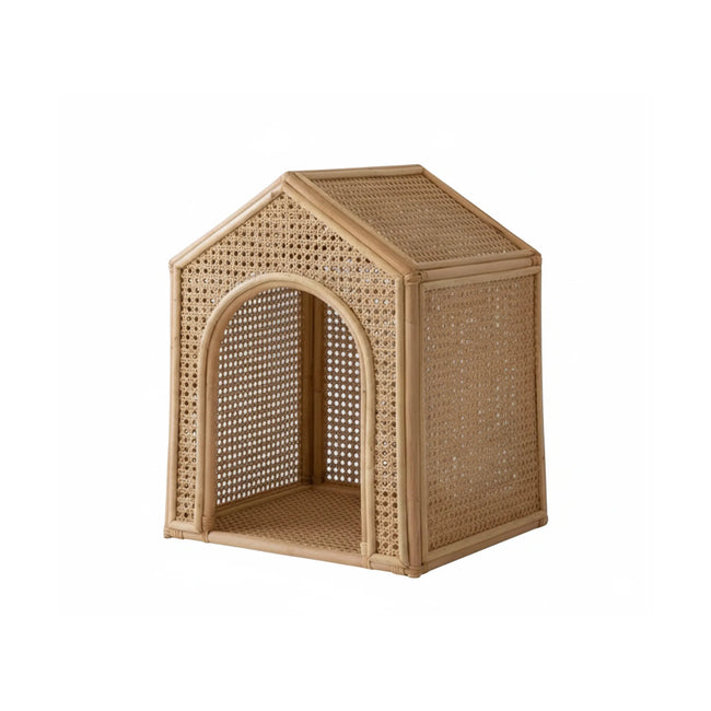 Natural  Woven Rattan Indoor Dog Cat House Hover Image