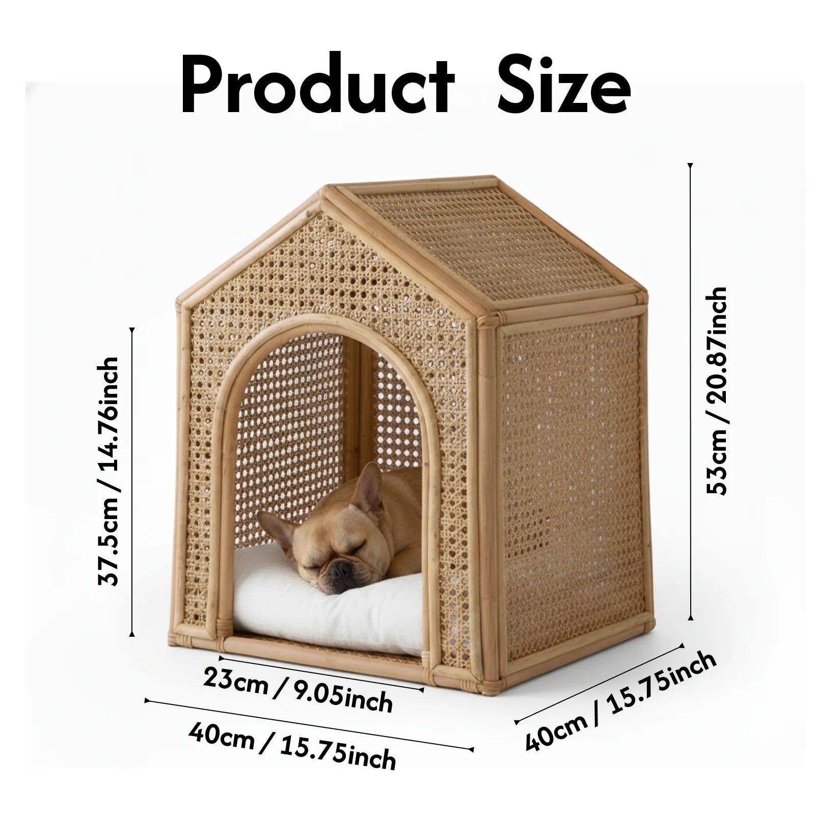 Natural  Woven Rattan Indoor Dog Cat House