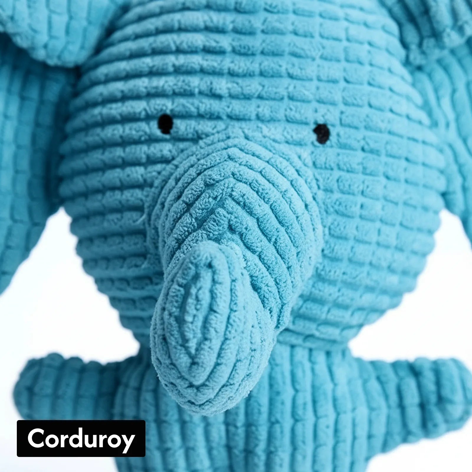 Corduroy Elephant Dog Toy with Squeaker – Durable Plush Chew Toy for Puppies, Small & Medium Dogs