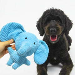 Corduroy Elephant Dog Toy with Squeaker – Durable Plush Chew Toy for Puppies, Small & Medium Dogs