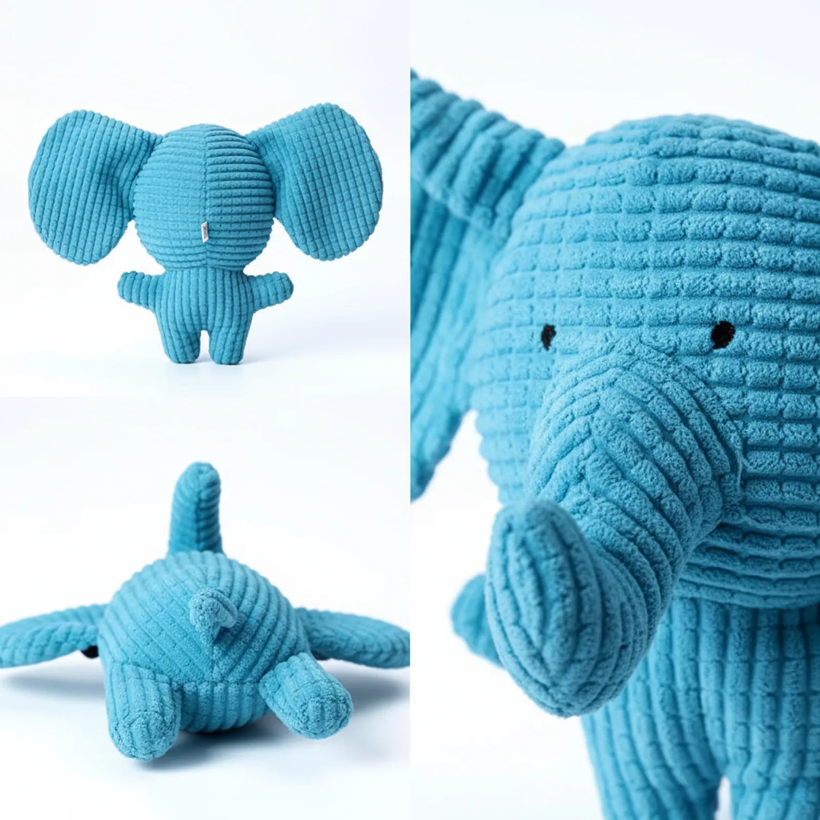 Corduroy Elephant Dog Toy with Squeaker – Durable Plush Chew Toy for Puppies, Small & Medium Dogs