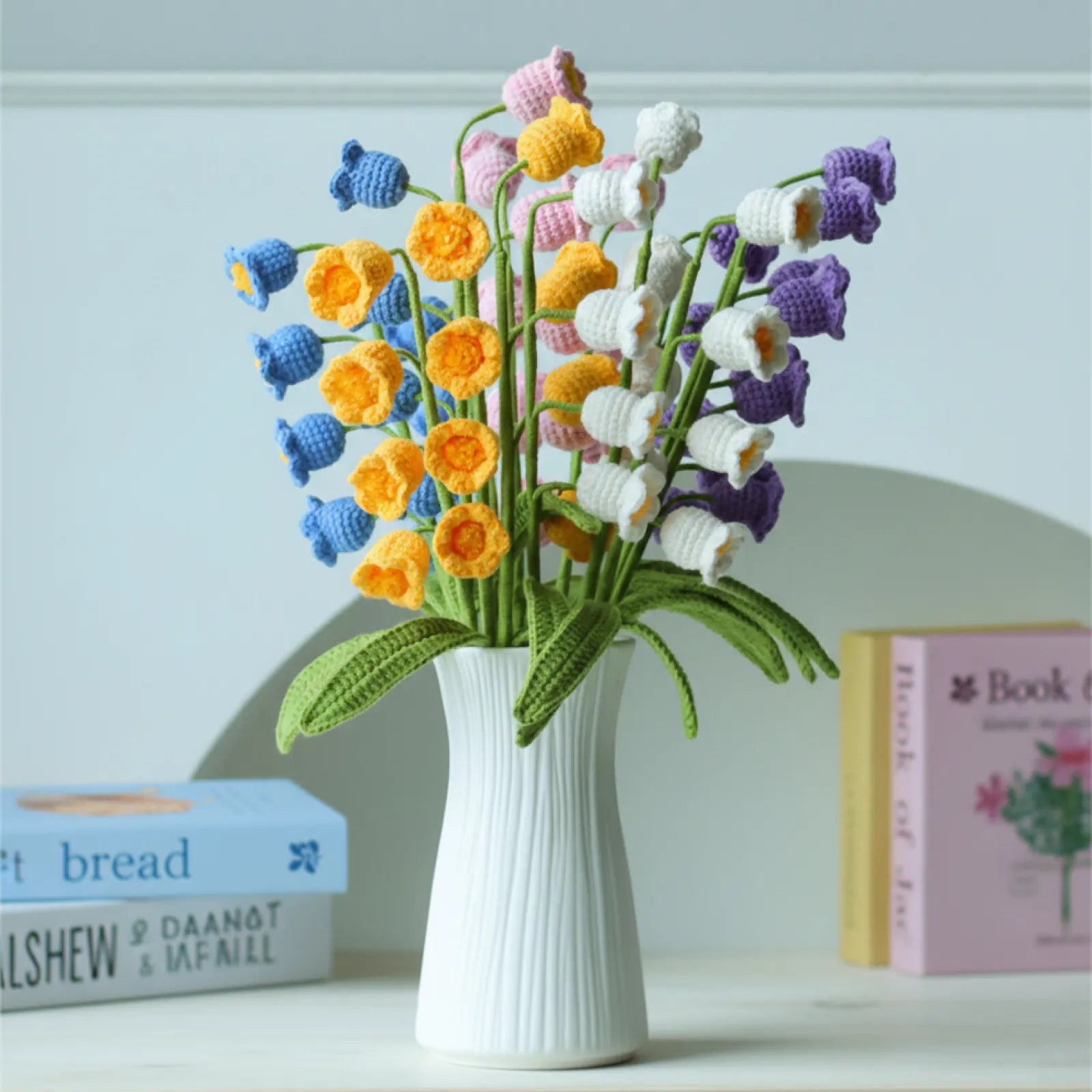Handmade Crochet Lily of the Valley Cat Teaser Wand – Eco-Friendly Interactive Cat Toy & Home Décor (5 Colors)