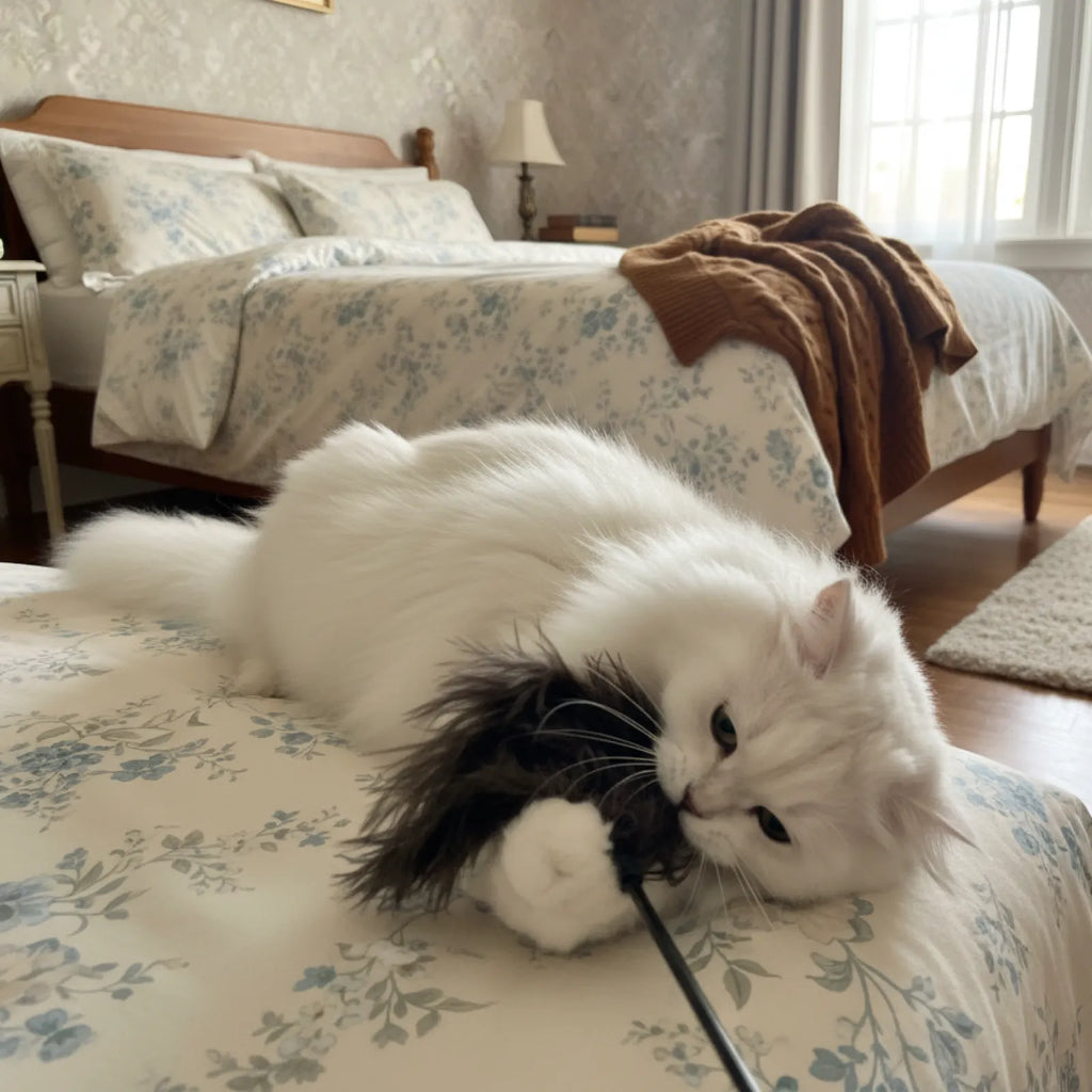 Natural Ostrich Feather Cat Teaser Wand