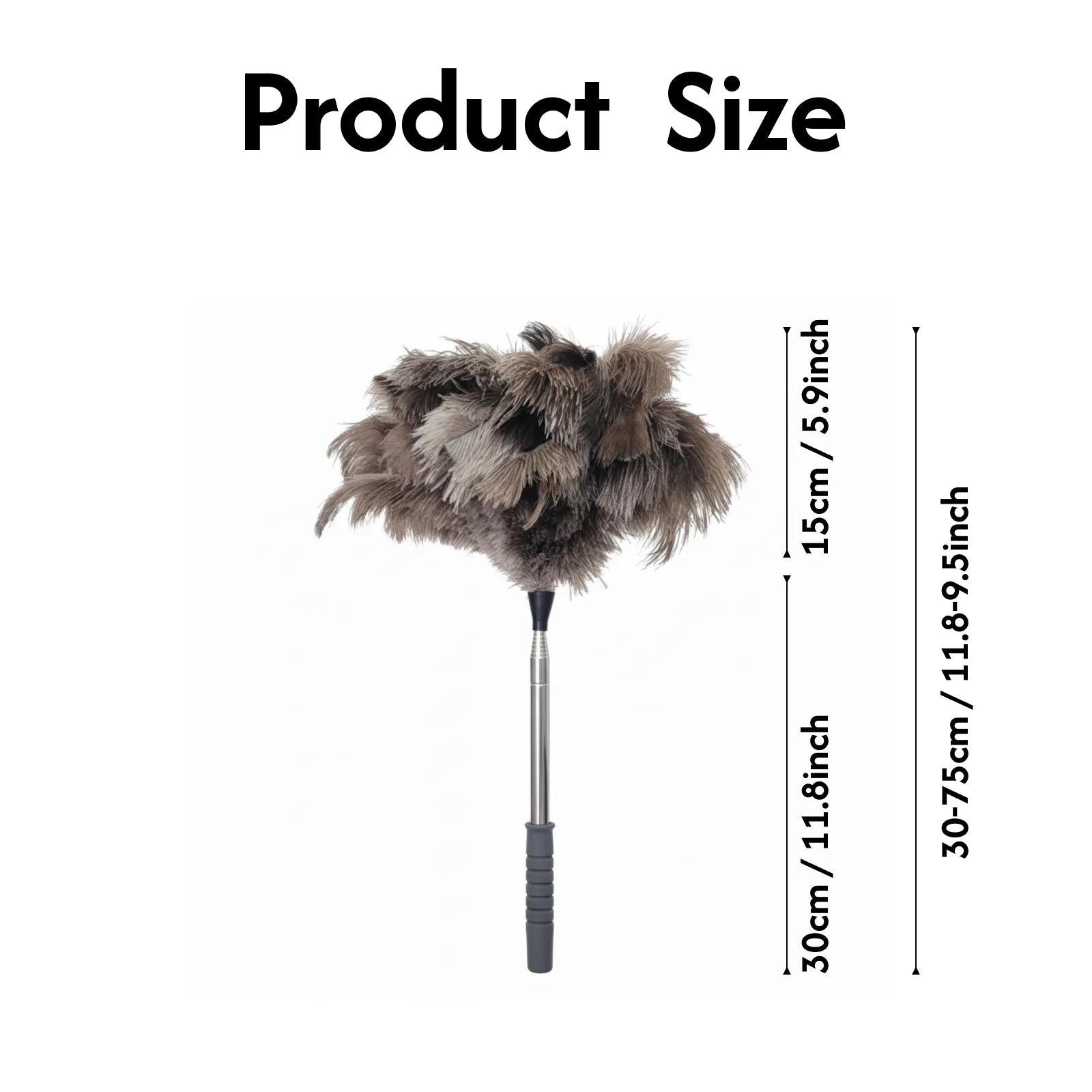 Natural Ostrich Feather Cat Teaser Wand – Adjustable Handle, Eco-Friendly Interactive Cat Toy & Dual-Purpose Duster (5 Colors)