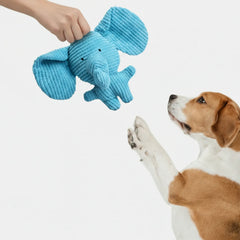 Corduroy Elephant Dog Toy with Squeaker – Durable Plush Chew Toy for Puppies, Small & Medium Dogs