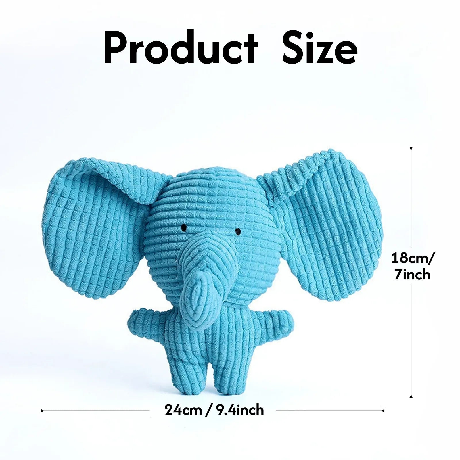 Corduroy Elephant Dog Toy with Squeaker – Durable Plush Chew Toy for Puppies, Small & Medium Dogs