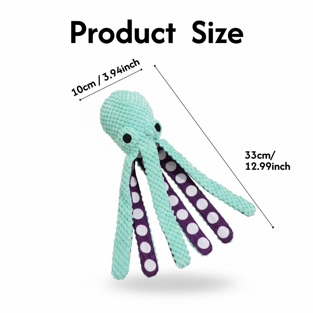 Durable Chew & Tug Octopus Plush Dog Toy with Crinkle & Squeaker