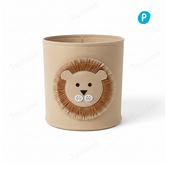Lion-Shaped Felt Cat & Dog Toy Box Storage Basket Hover Image