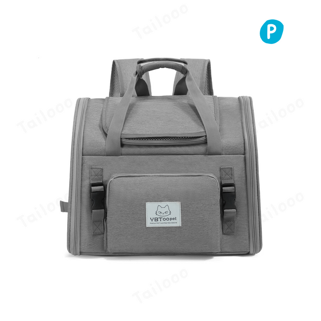 Expandable Breathable Cat Backpack Carrier for Hiking and Travel（Gray） Hover Image
