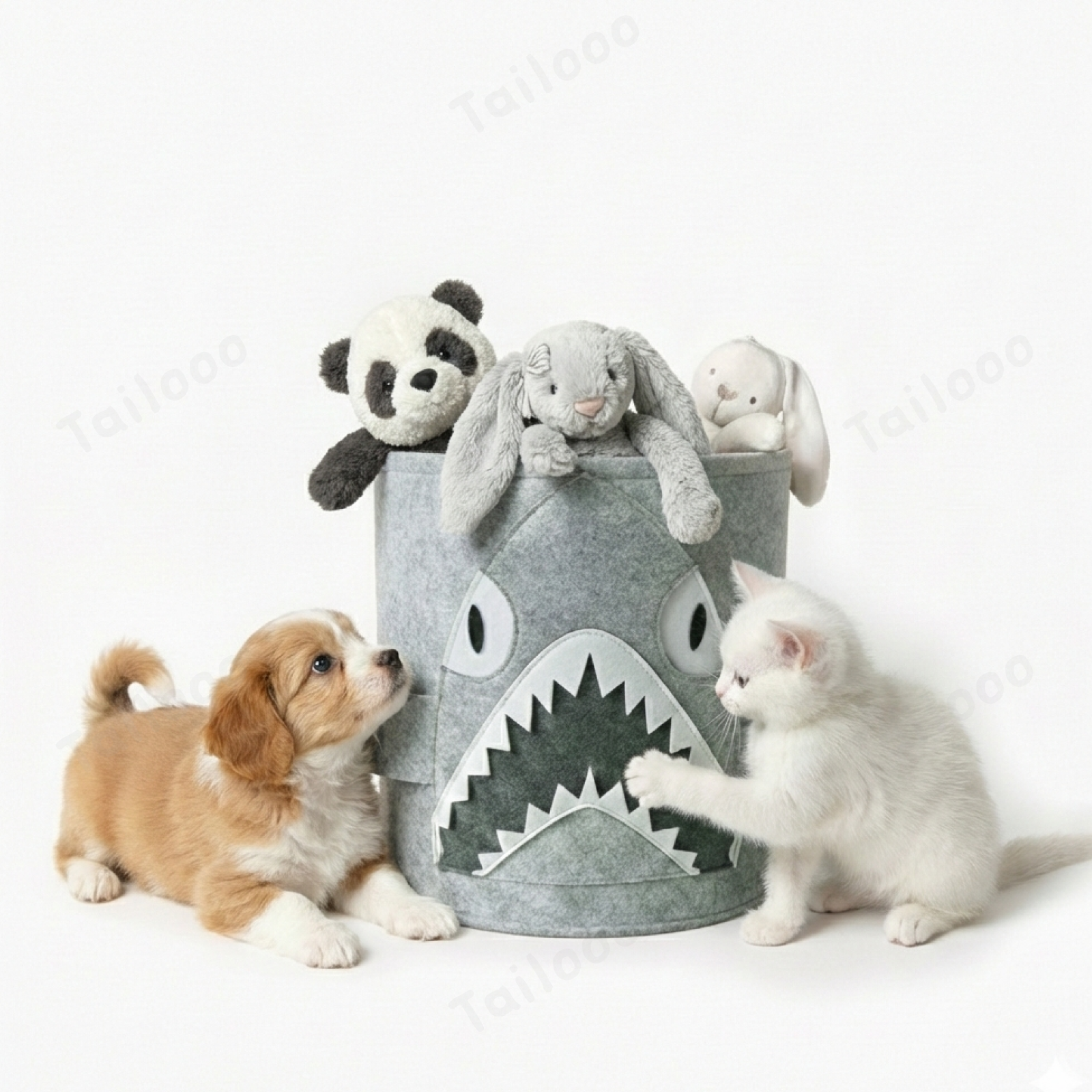 Shark-Shaped Felt Cat & Dog Toy Box Storage Basket