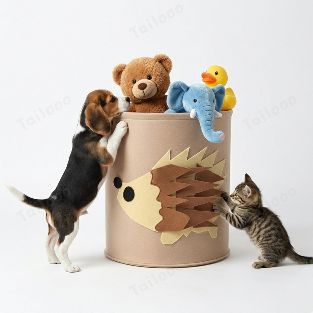 Hedgehog-Shaped Felt Cat & Dog Toy Box Storage Basket