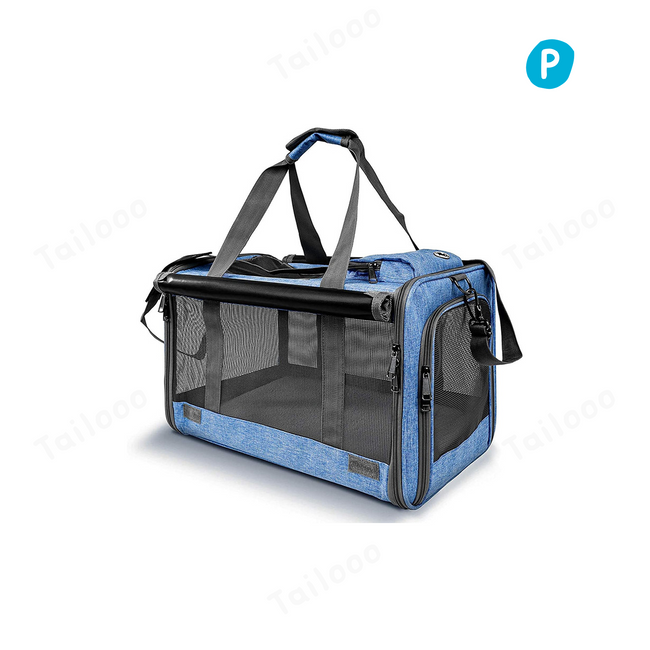 Breathable Cat Backpack: Foldable Travel Carrier for Small Dogs（Blue） Hover Image