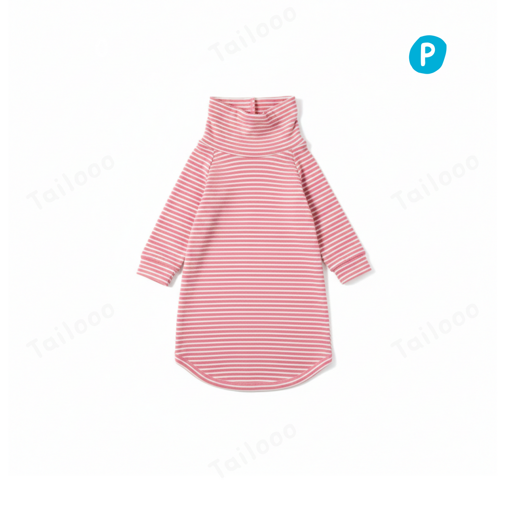 Striped Pet Turtleneck Outfit – Soft Everyday Wear for Dogs & Cats,  Pink/White