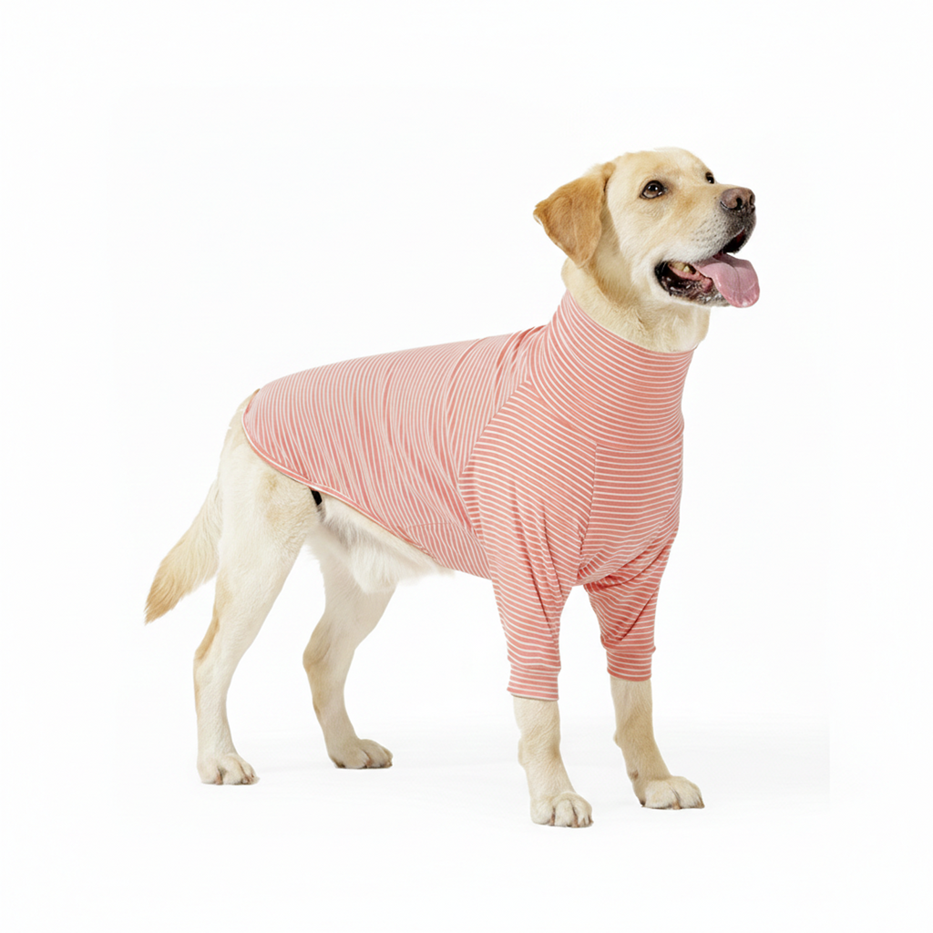 Striped Pet Turtleneck Outfit – Soft Everyday Wear for Dogs & Cats,  Pink/White