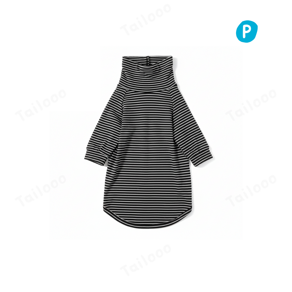 Striped Pet Turtleneck Outfit – Soft Everyday Wear for Dogs & Cats, Black/White