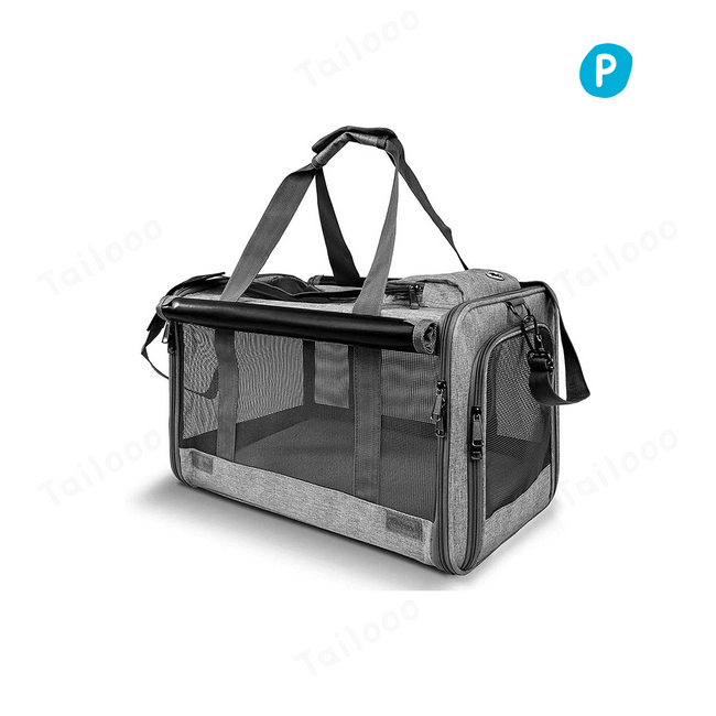 Breathable Cat Backpack: Foldable Travel Carrier for Small Dogs（Gray） Hover Image