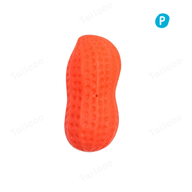 TPR Peanut Dog Toy Ball with Squeaker, Molar Chew Toy（Orange） Hover Image