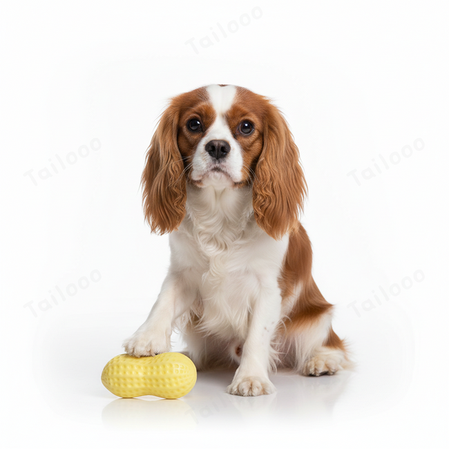 TPR Peanut Dog Chew Ball with Squeaker – Milky White Main Image