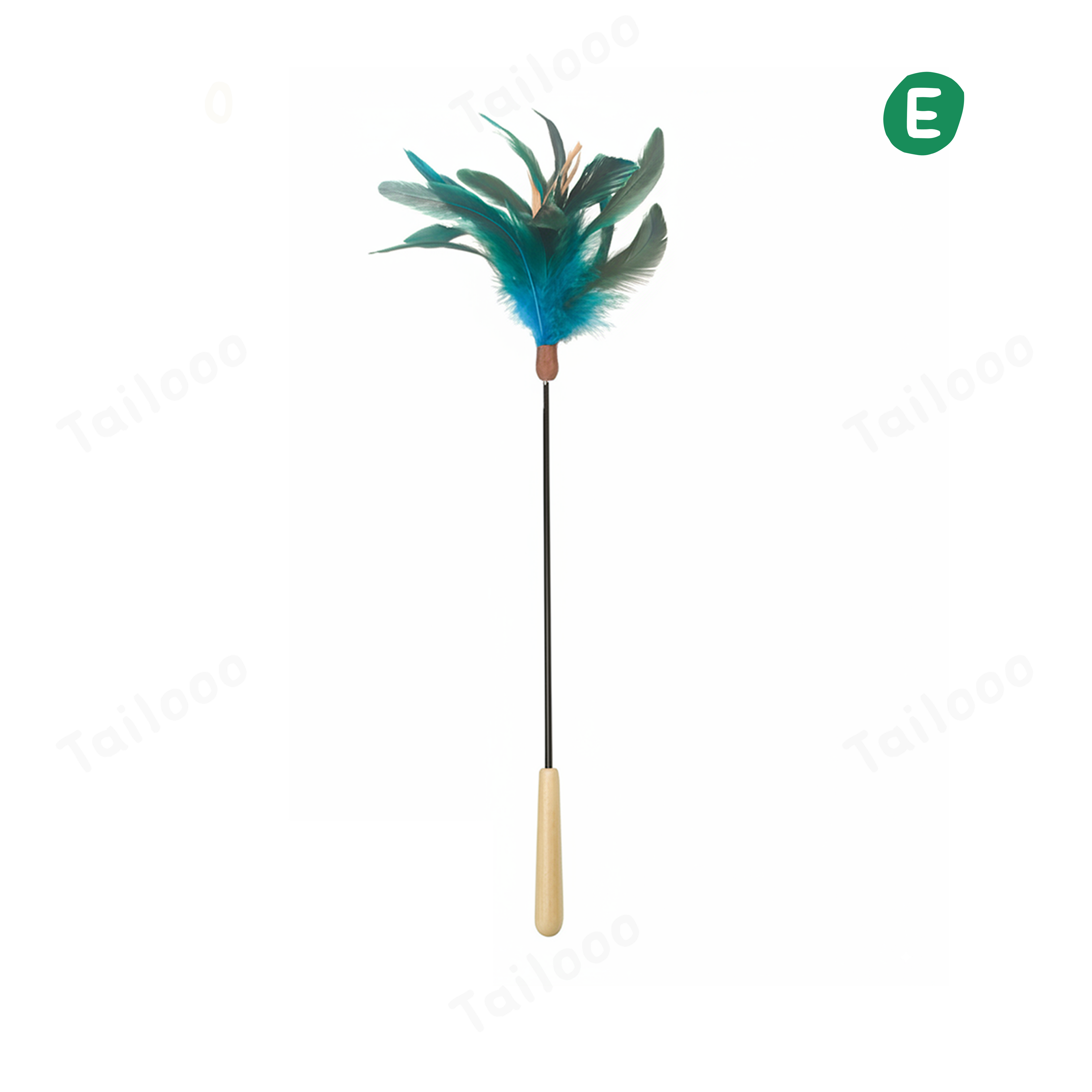 Natural Bird Feather Cat Teaser Wand – Blue Feather