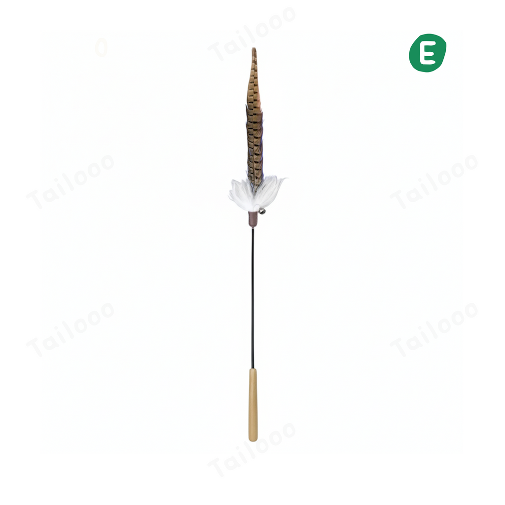 Natural Bird Feather Cat Teaser Wand – Pheasant Tail