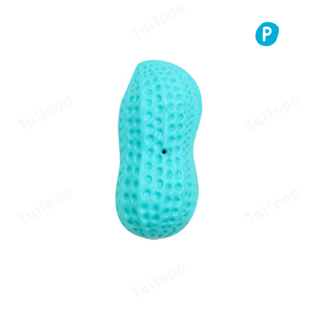 TPR Peanut Dog Toy Ball with Squeaker, Molar Chew Toy（Blue） Hover Image