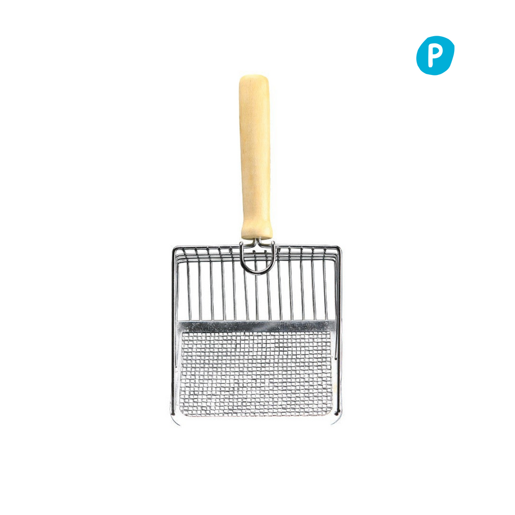 Heavy Duty Stainless Steel Cat Litter Scoop with Wooden Handle