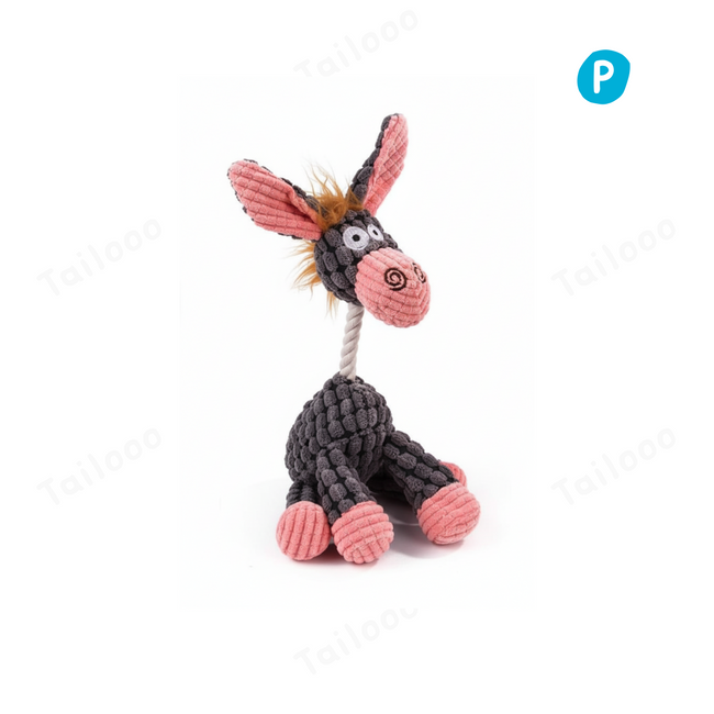Cute Plush Donkey Dog Chew Toy with Squeaker Hover Image