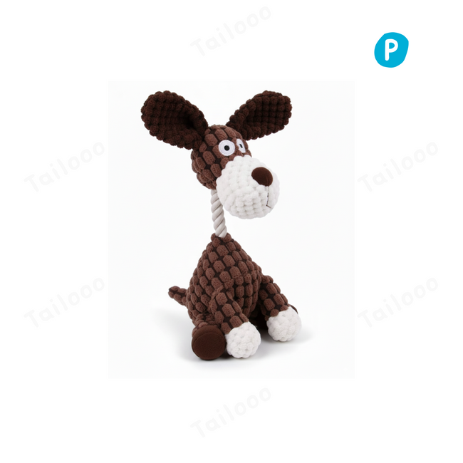 Cute Plush Puppy Dog Chew Toy with Squeaker Hover Image