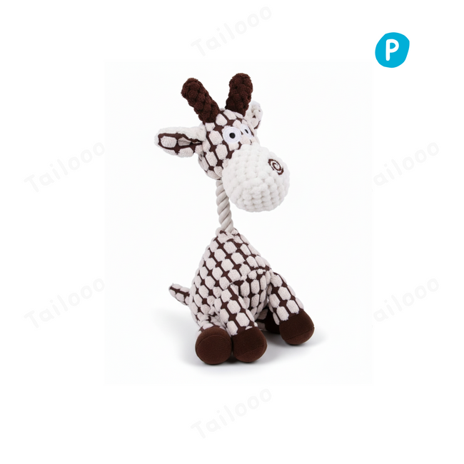 Cute Plush Giraffe Dog Chew Toy with Squeaker Hover Image