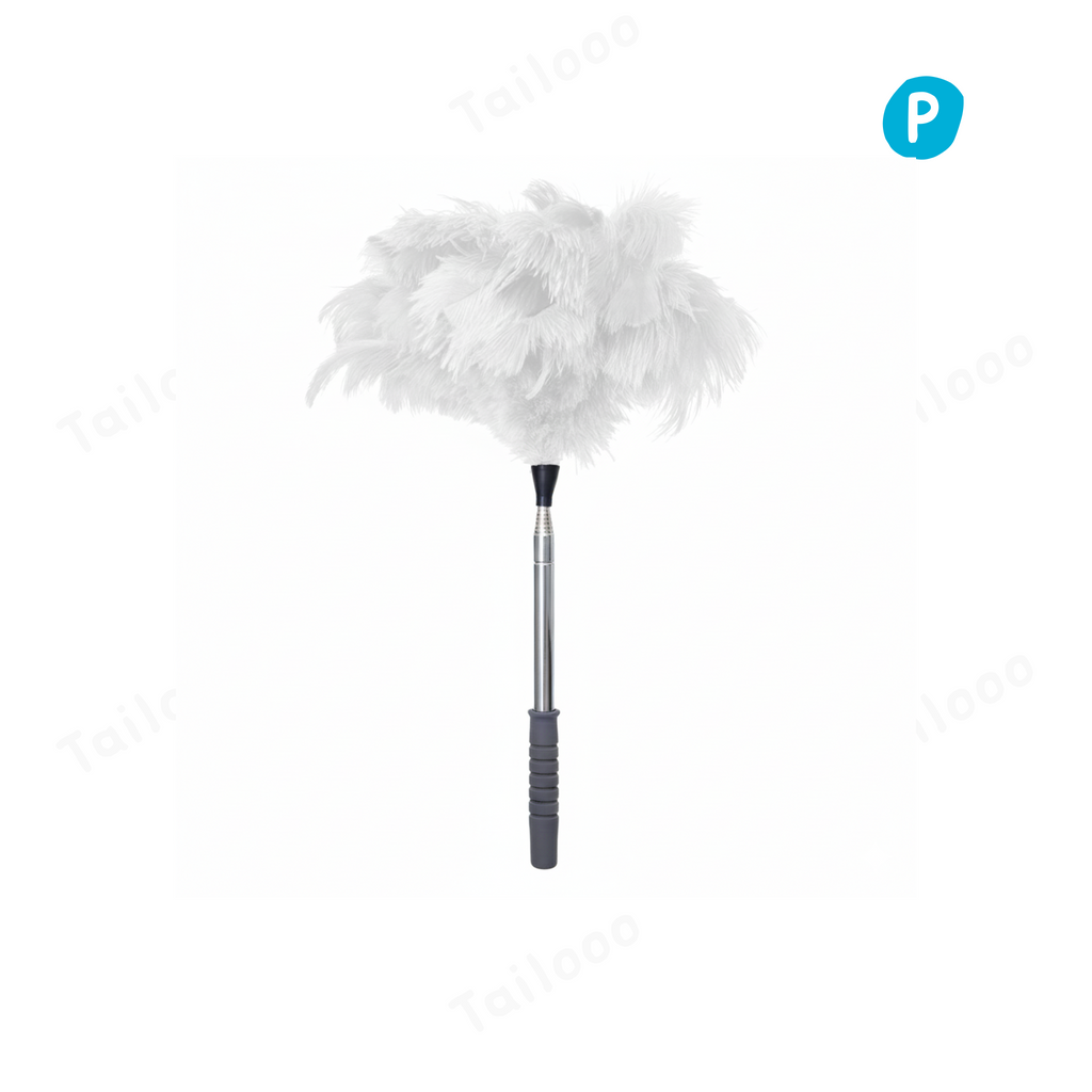 Natural Ostrich Feather Cat Teaser Wand – White