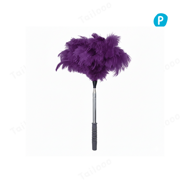 Natural Ostrich Feather Cat Teaser Wand – Purple Hover Image