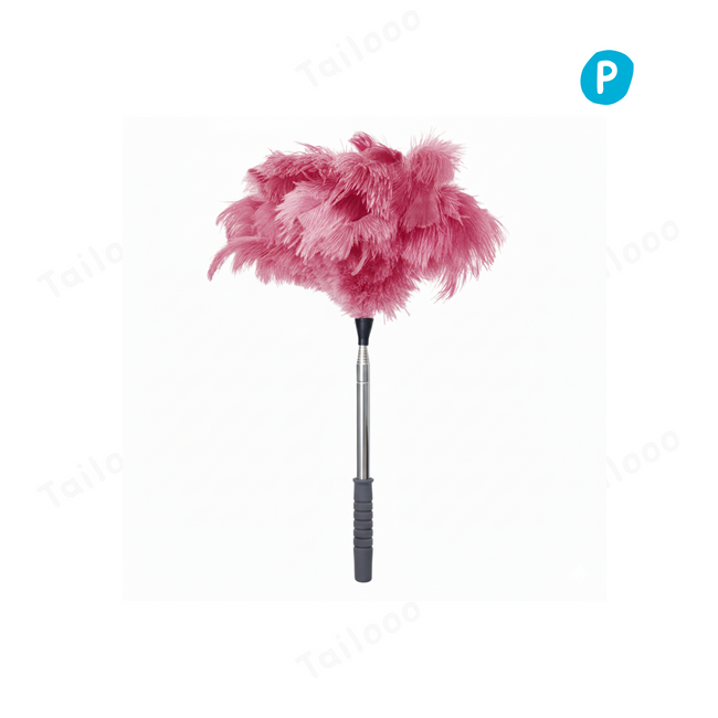 Natural Ostrich Feather Cat Teaser Wand – Pink Hover Image