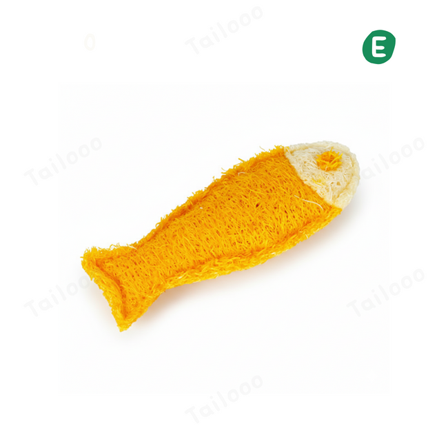 Eco-Friendly Natural Loofah Cat Toy – Fish Hover Image