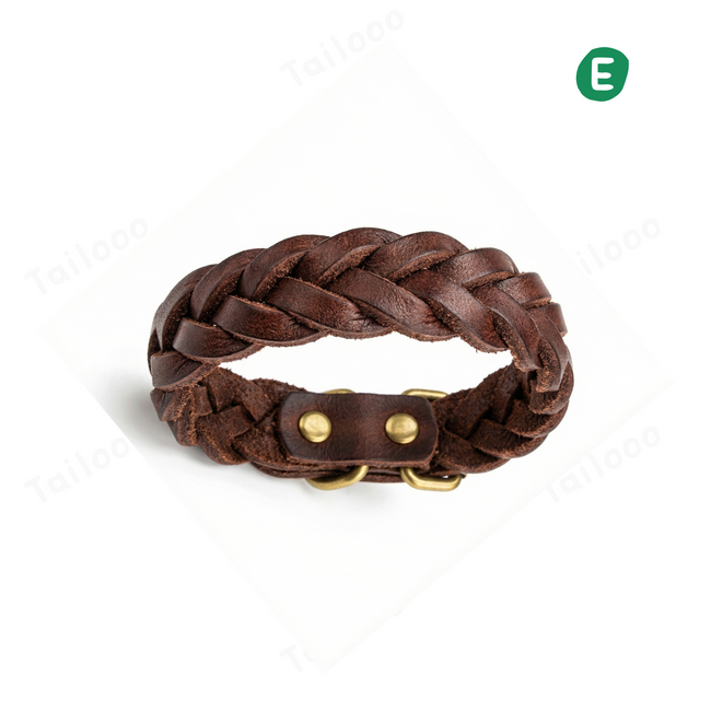Premium Handmade Braided Leather Dog & Cat Collar（Brown） Hover Image