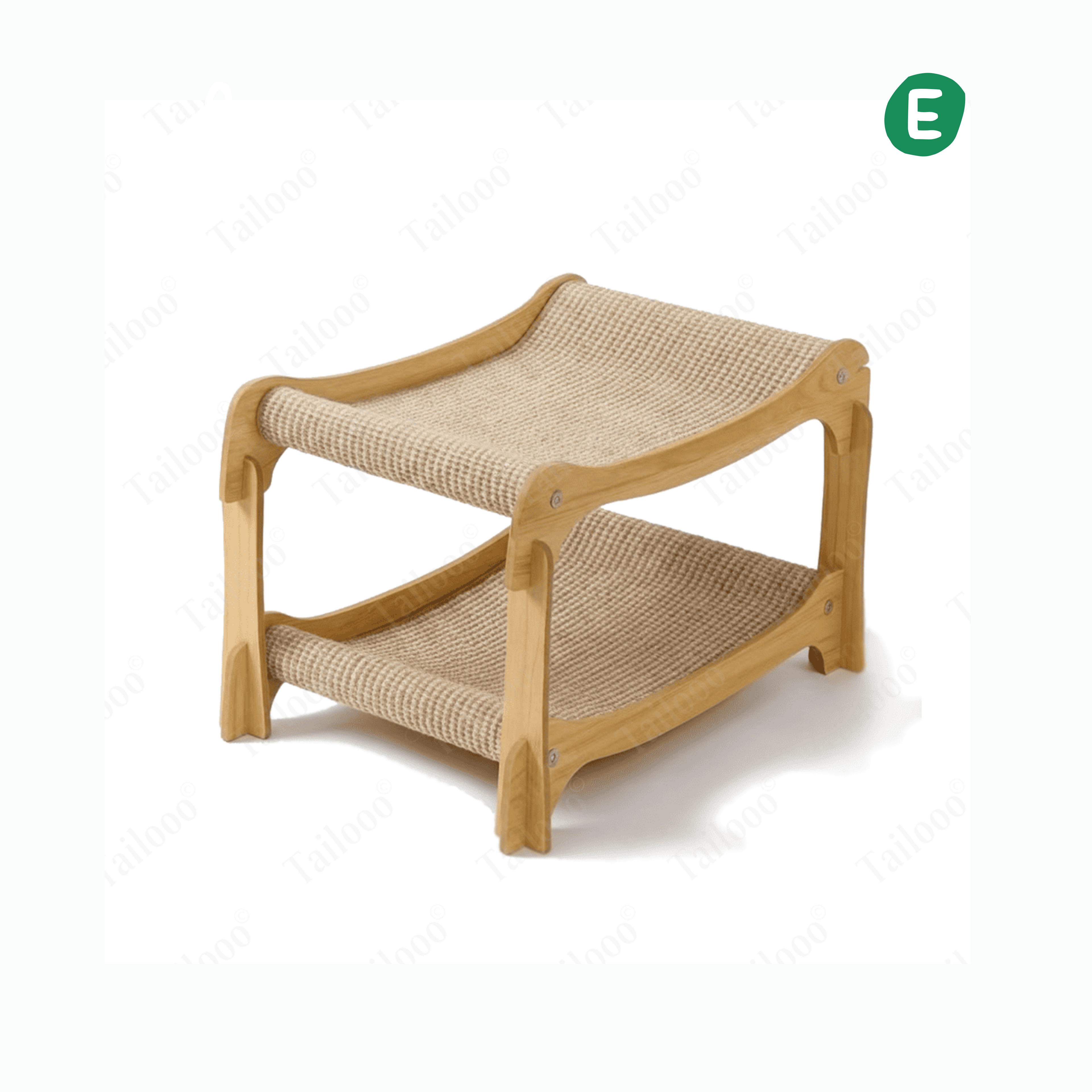 2-Layer Wooden Cat Bed with Scratcher (2-Tier Sofa – L)