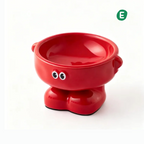 Ceramic Cartoon Elevated Pet Bowl – Red