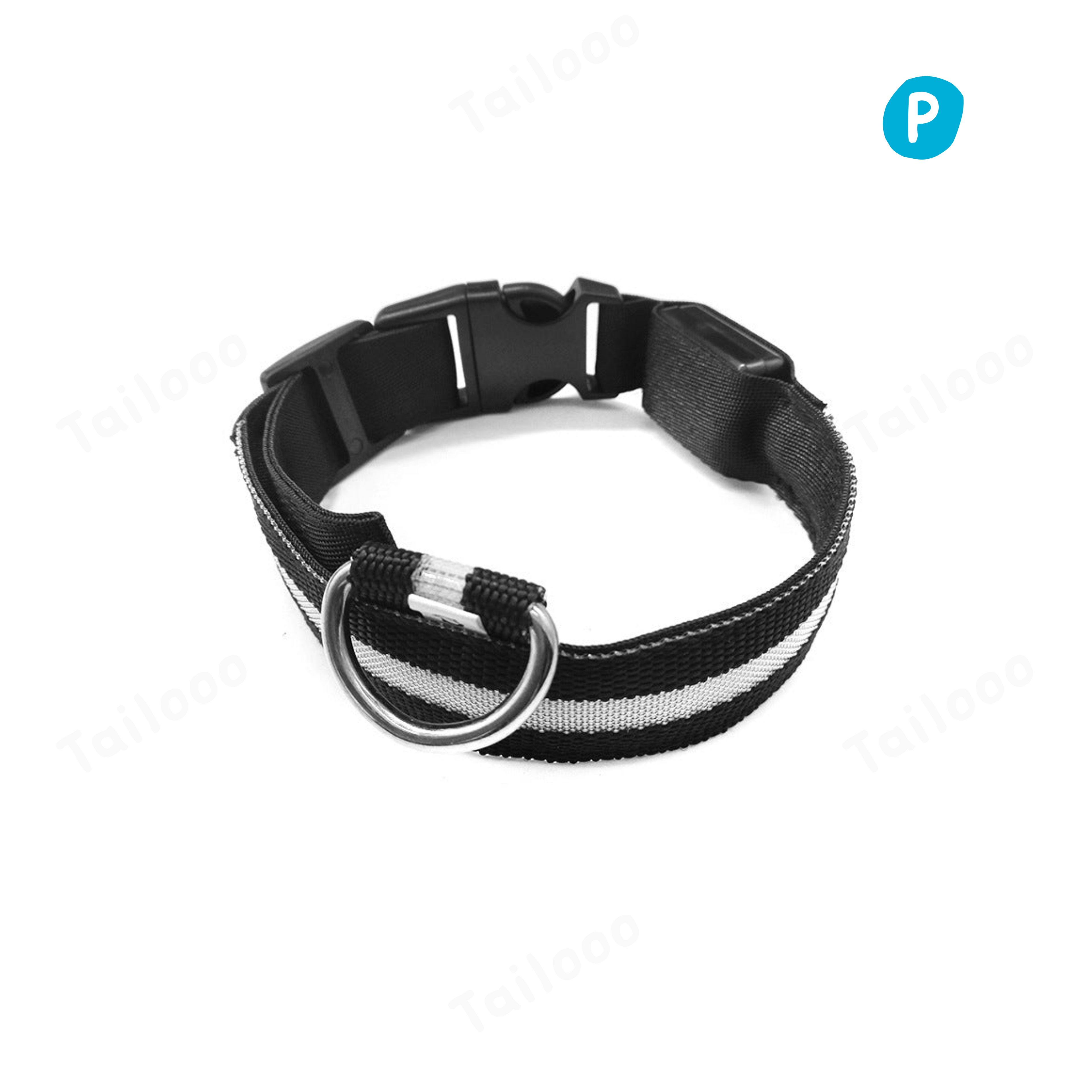 LED Glowing Dog Collar – USB Rechargeable Light-Up Pet Collar (Black) Tailooo