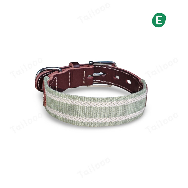 Woven Cotton Leather Dog Collar Adjustable Soft Durable Green） Tailooo Hover Image