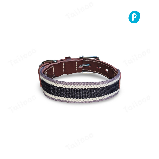 Woven Cotton & Leather Dog Collar– Adjustable, Soft & Durable Design（Black） Hover Image