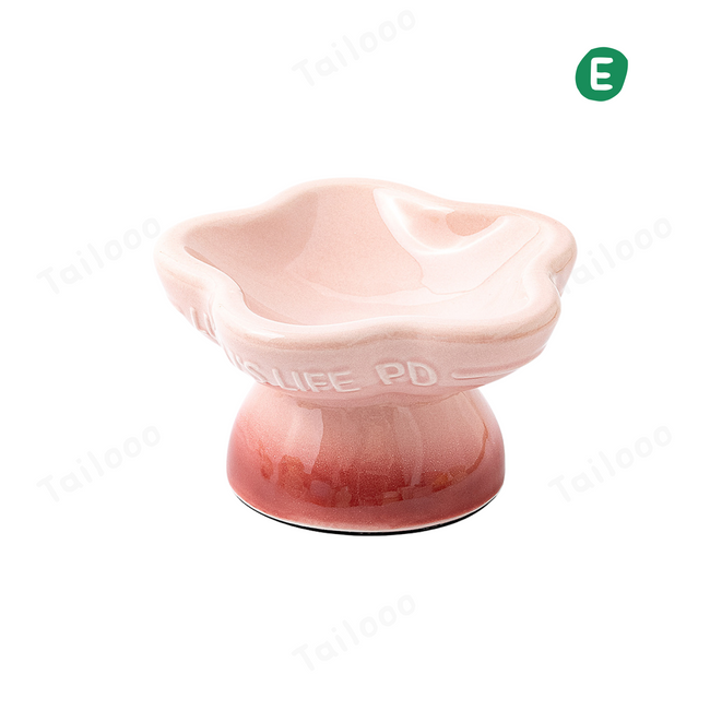levated Ceramic Pet Bowl in Gradient Pink Tailooo Pet Hover Image