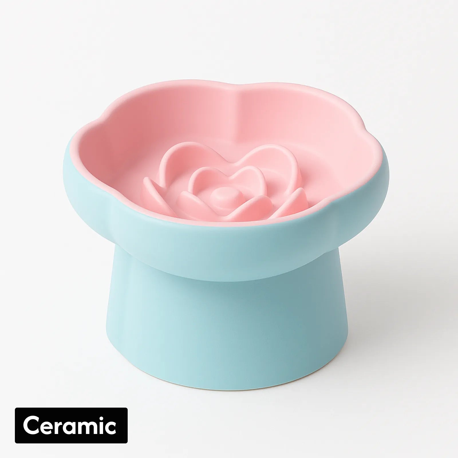 Ceramic Slow Feeder Pet Bowl – Elevated Anti-Gulping Food Dish for Cats, Dogs, Puppies & Kittens, Non-Toxic & Easy to Clean