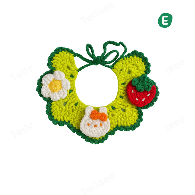 Handmade Crochet Pet Bandana Collar – Green Rabbit Tailooo Hover Image