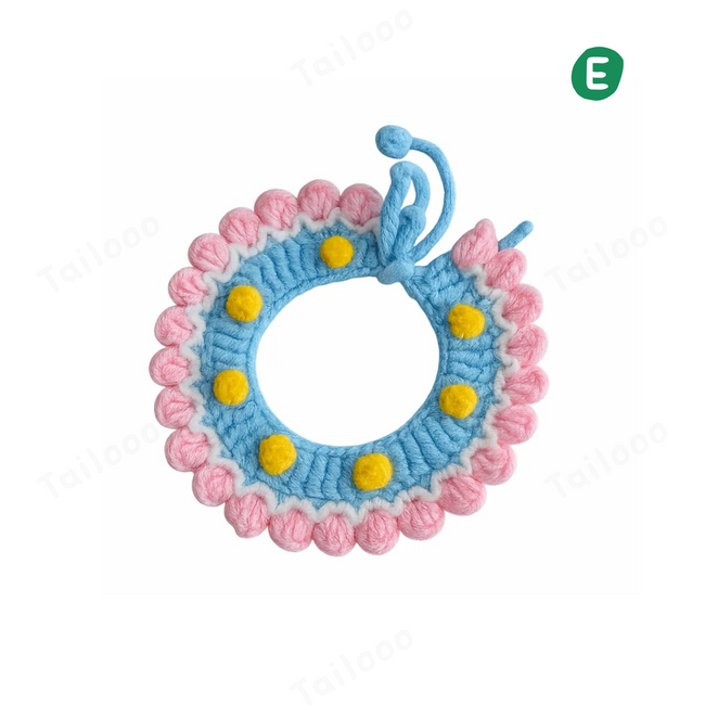 Handmade Crochet Pet Bandana Collar – Pink & Blue Tailooo Hover Image