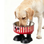 Cartoon Elevated Pet Bowl – White & Red