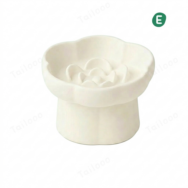 Ceramic Slow Feeder Pet Bowl – White Tailooo Hover Image