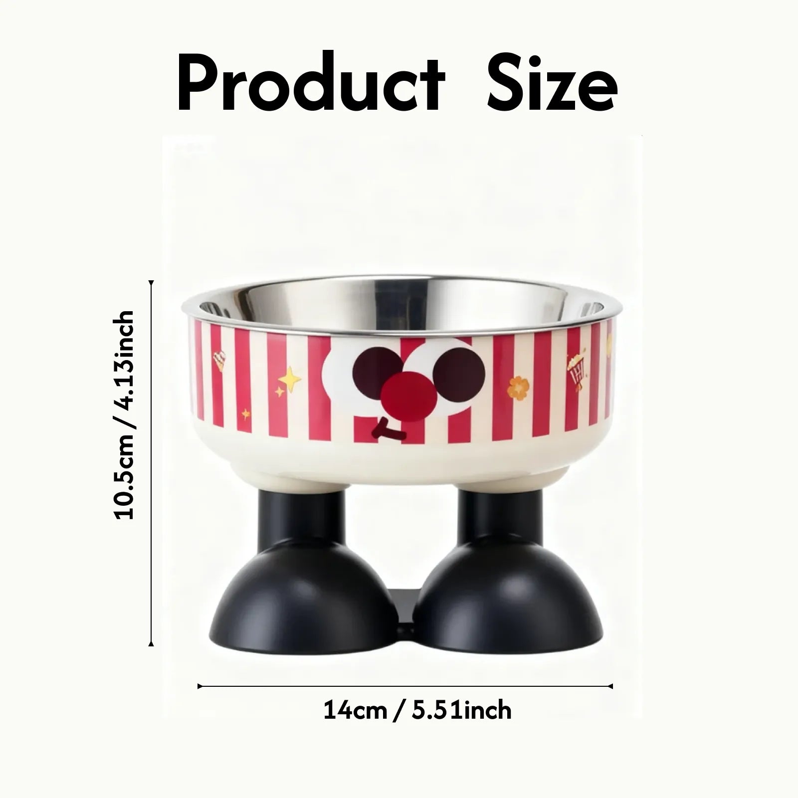 Cartoon Pet Food Bowl with Stainless Steel Inner Dish – Elevated Cute Dog & Cat Feeding Bowl, Non-Slip & Easy to Clean